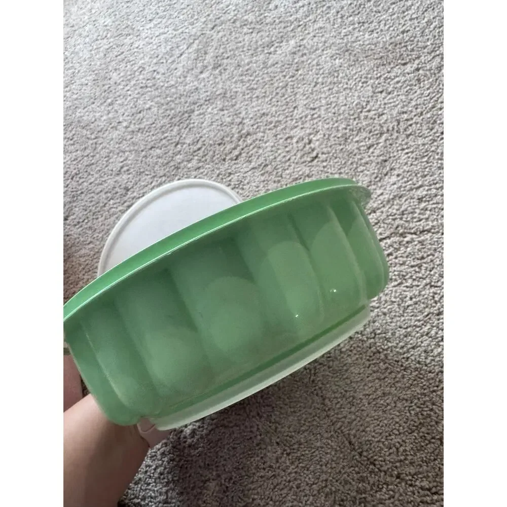 Vintage Tupperware Jel N Serve Jello Gelatin Dessert Mold Mint Green 3 Piece Lid